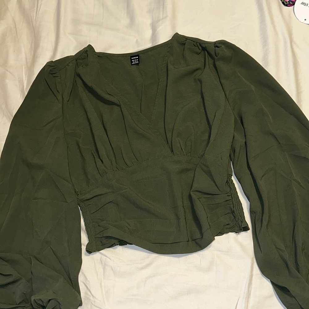 Beautiful olive green crop blouse